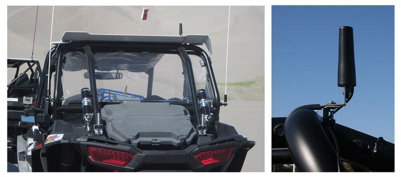 Antenna shown installed on a UTV roll cage
