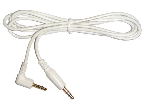 5-Foot White 1/8" Right-Angle Male to 1/8" Straight Male AUX Cable